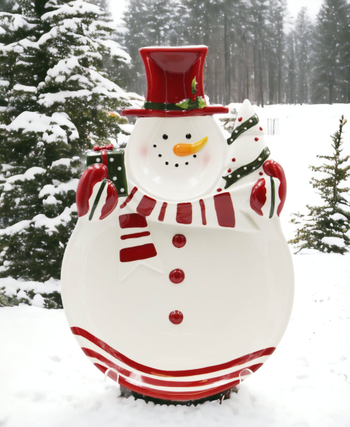 Ceramic Snowman Serving Plate Home Décor Gift for Her Gift for Mom Kitchen Décor Christmas Décor - Plates