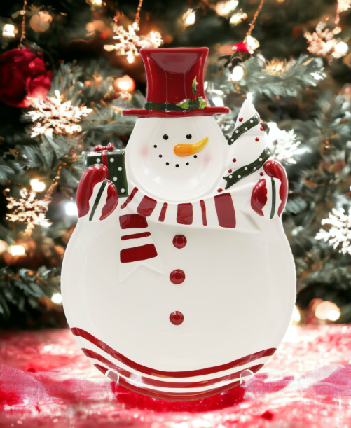 Ceramic Snowman Serving Plate Home Décor Gift for Her Gift for Mom Kitchen Décor Christmas Décor - Plates
