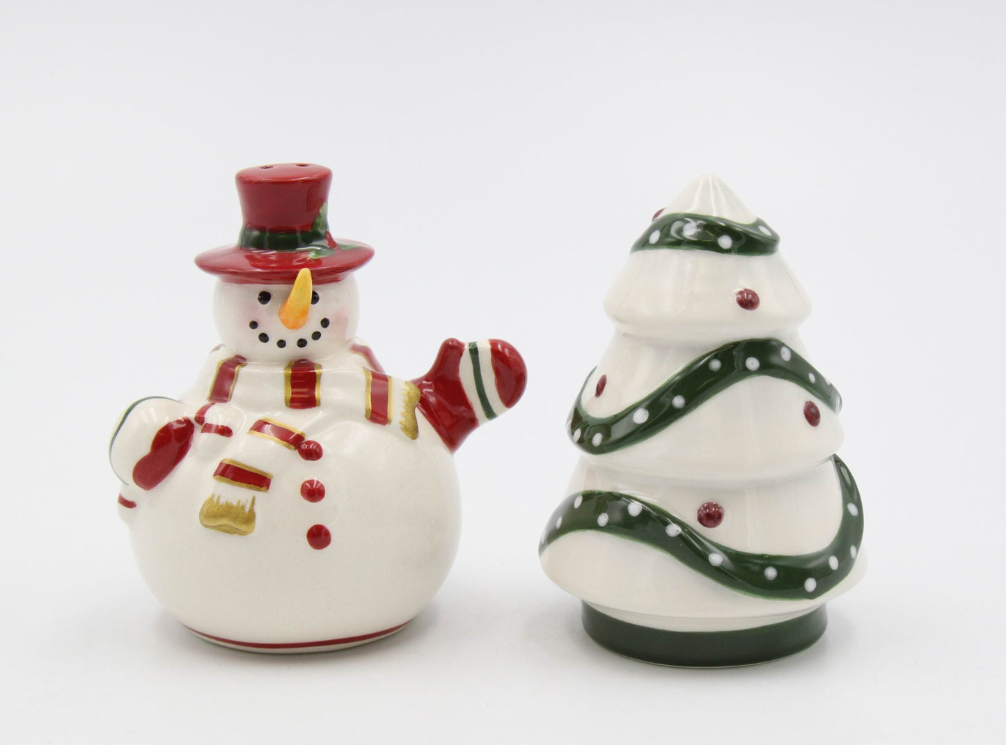 Ceramic Snowman with Christmas Tree Salt and Pepper Shakers Home Décor Gift for Her Gift for Mom Kitchen Décor