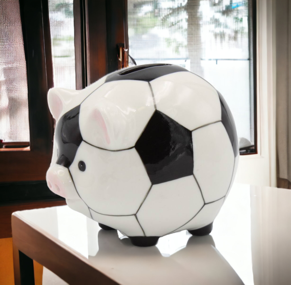 Ceramic Soccer Piggy Bank Home Décor Gift for Him Gift for Dad Gift for Son Kid’s Room Decor Game Room Decor - Piggy