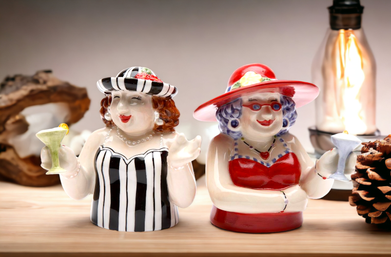 Ceramic Sophisticated Ladies at Happy Hour Salt and Pepper Shakers Home Décor Gift for Her Gift for Mom Kitchen Décor