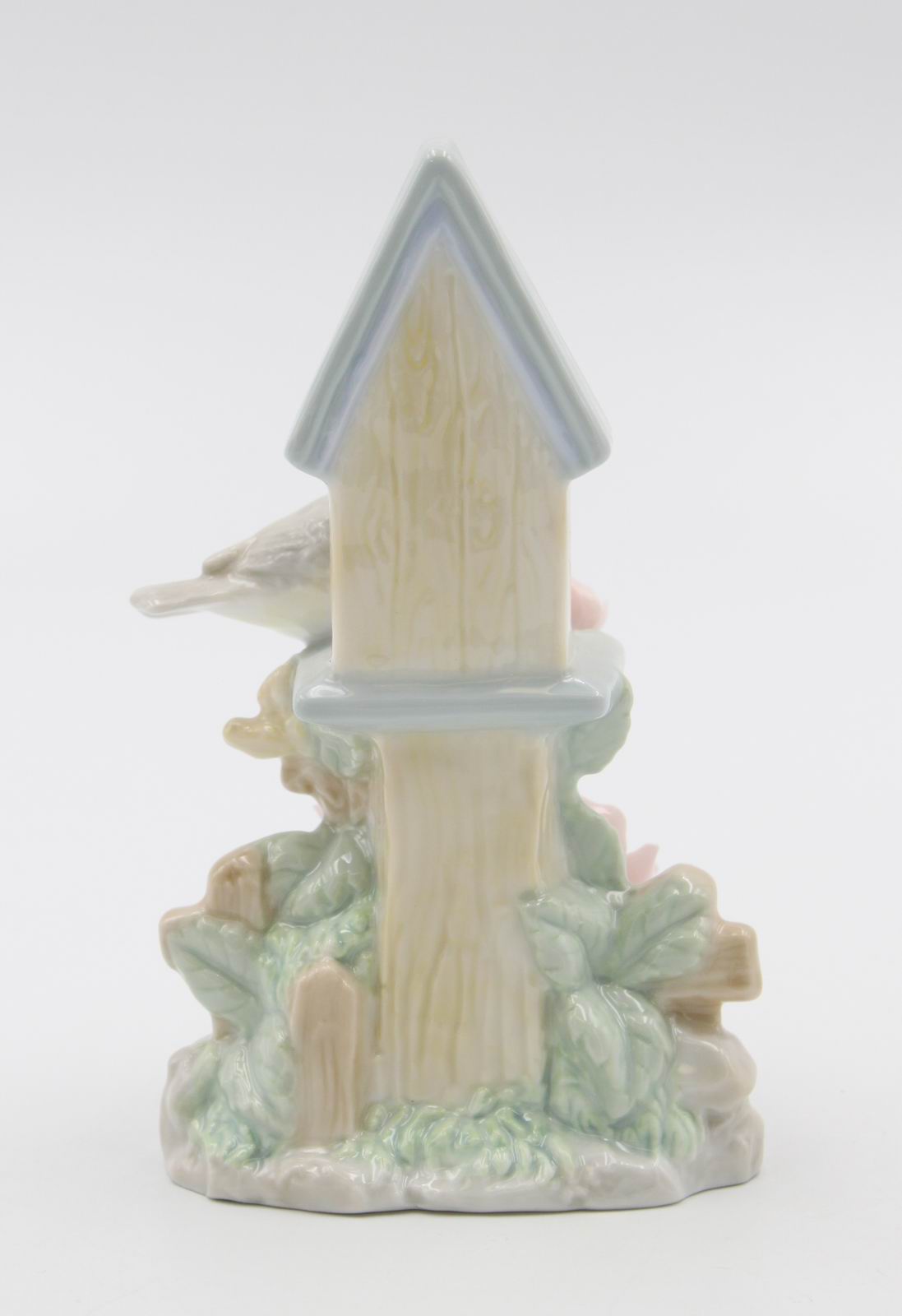 Ceramic Sparrow Bird By Birdhouse with Flowers Figurine Home Décor Gift for Her Mom Kitchen Décor Birdwatcher Gift