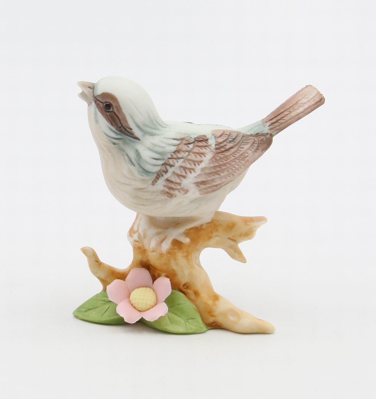 Ceramic Sparrow Bird with Flower Figurine Home Décor Gift for Her Gift for Mom Kitchen Décor Birdwatcher Gift Vintage
