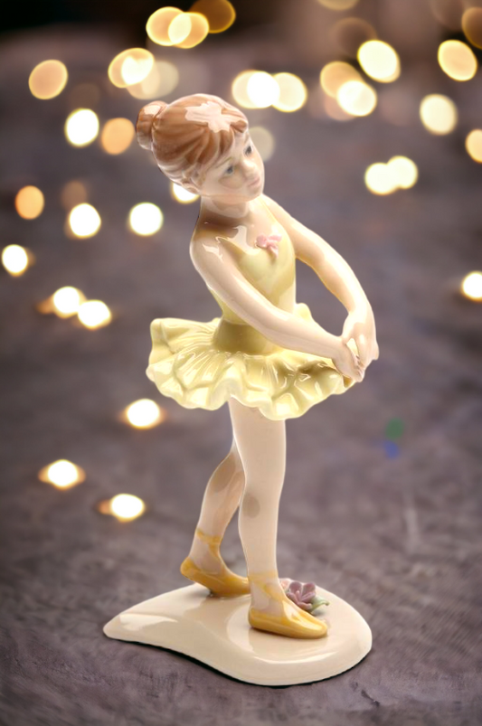 Ceramic Standing Ballerina In Yellow Figurine Home Décor Gift for Her Gift for Daughter Gift for Ballerina Dancer