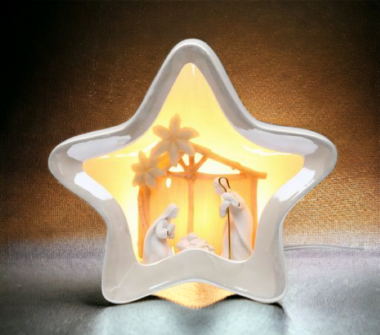 Ceramic Star Shape Nativity Night Light Home Décor Religious Décor Religious Gift Church Décor Baptism Gift - Night