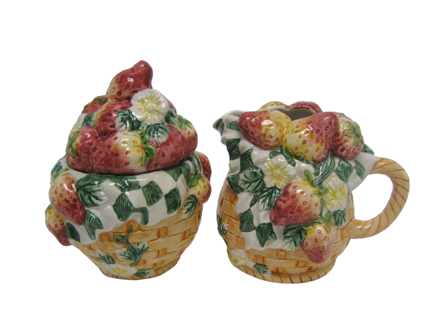 Ceramic Strawberry Sugar and Creamer Set Kitchen Decor Tea Set Decor Gift for Her Gift for Mom - Sugar Bowls & Creamers