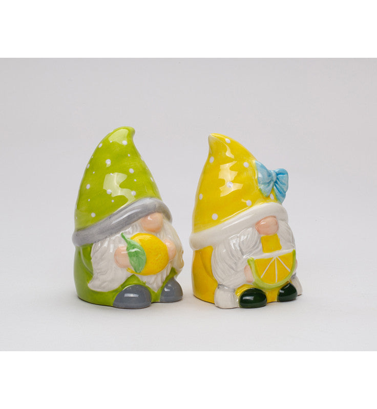 Ceramic Summer Lemon Gnome Salt and Pepper Shakers Gnome Lover Gift Fairy Garden Decor Summer Decor Kitchen Decor