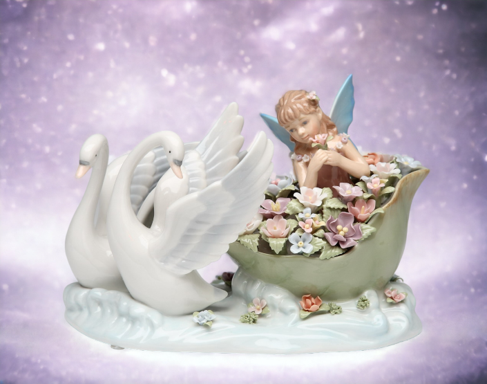 Ceramic Swans With Fairy Music Box Home Décor Gift for Her Gift for Mom Nature Lover Décor Cottagecore - Music Boxes