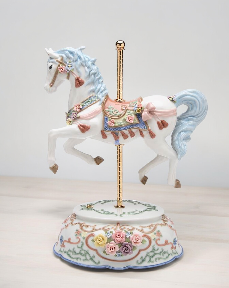 Ceramic Tasseled Carousel Music Box Horse Lover Gift Gift for Her Gift for Mom Home Decor - Music box