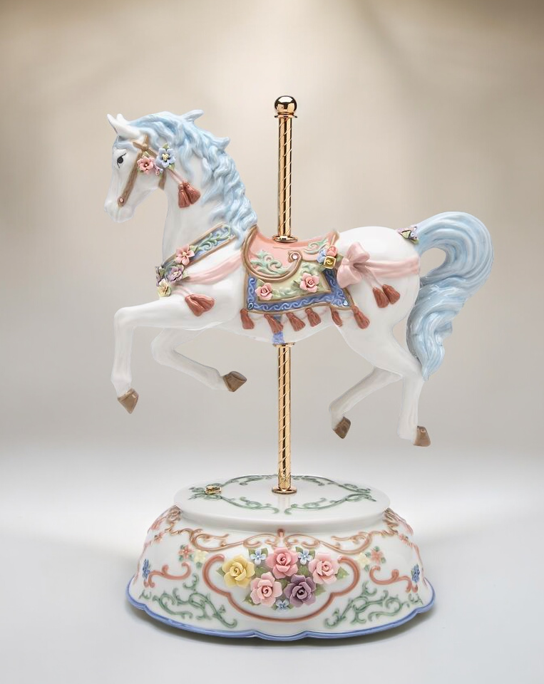 Ceramic Tasseled Carousel Music Box Horse Lover Gift Gift for Her Gift for Mom Home Decor - Music box