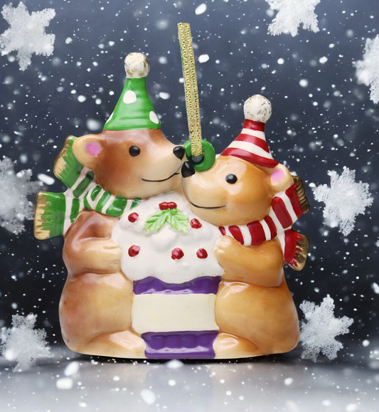 Ceramic Teddy Bears Christmas Tree Ornament Christmas Decor Gift for Her - Ornament