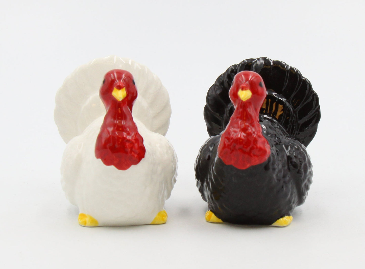 Ceramic Thanksgiving Small White & Black Turkey Salt And Pepper Shakers Home Décor Gift for Her Gift for Mom Kitchen