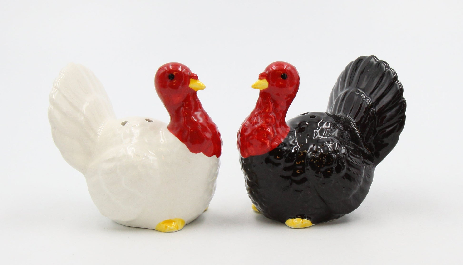 Ceramic Thanksgiving Small White & Black Turkey Salt And Pepper Shakers Home Décor Gift for Her Gift for Mom Kitchen