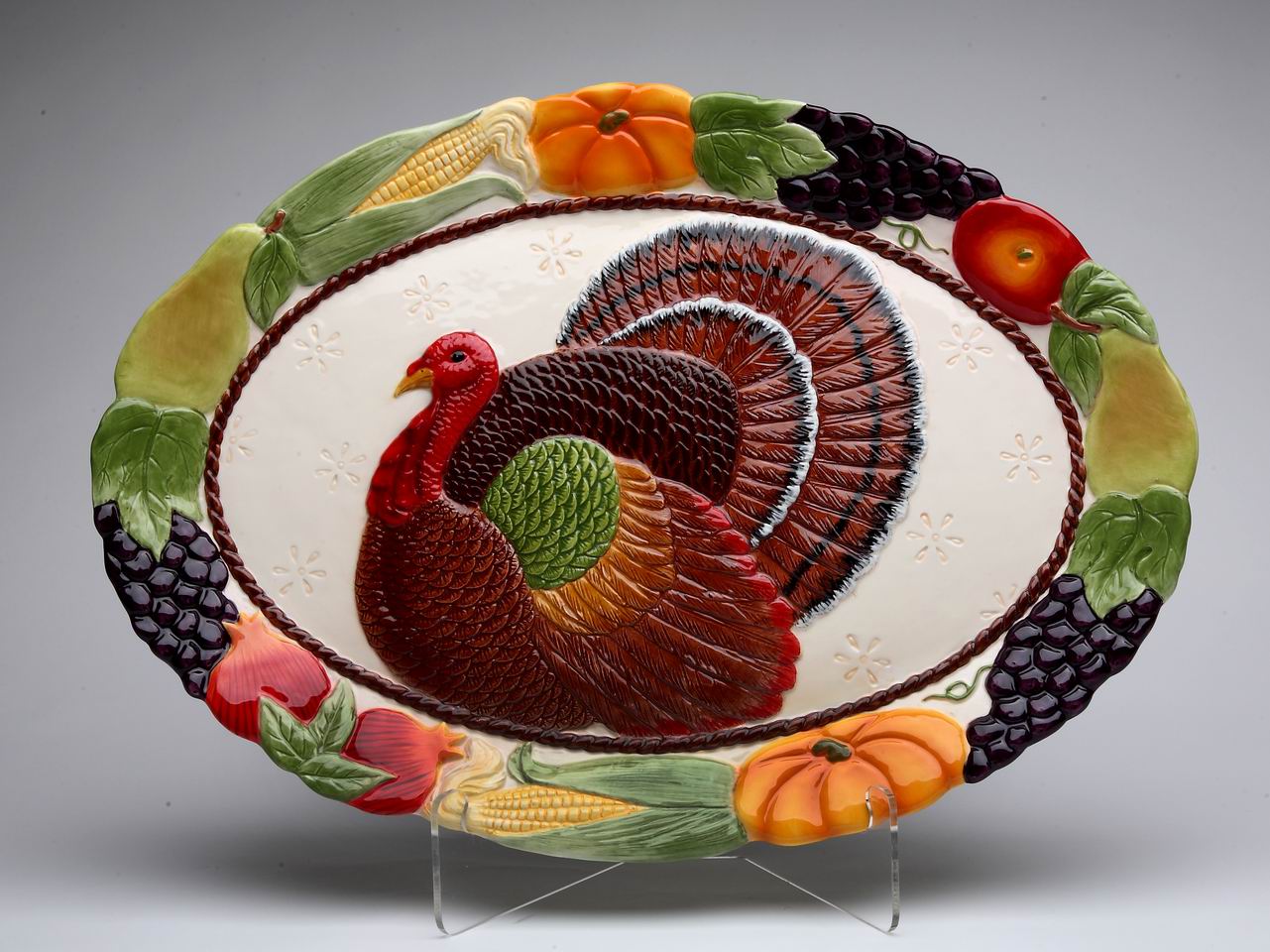 Ceramic Thanksgiving Turkey Platter Home Décor Gift for Her Gift for Mom Kitchen Décor Fall Décor Thanksgiving Décor