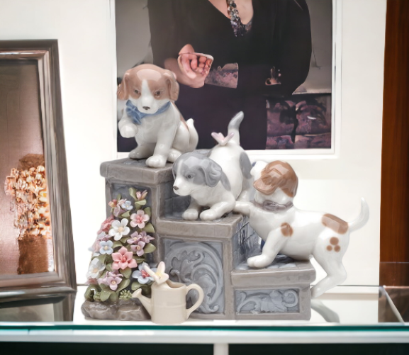 Ceramic Three Puppies On Garden Steps Music Box Home Décor Gift for Her Gift for Mom Kitchen Décor Dog Lover Gift Pet