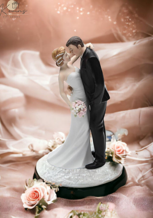 Ceramic Traditional Caucasian Wedding Bride and Groom Couple Figurine Wedding Décor or Gift Idea Anniversary Décor