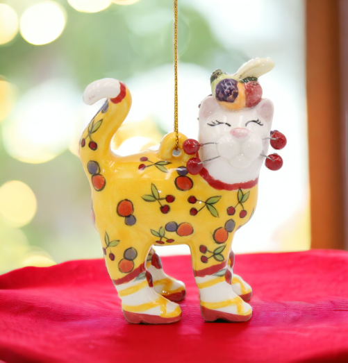 Ceramic Tropical Cat Ornament Home Décor Gift for Her Gift for Mom Kitchen Décor Cat Lovers Gift Pet Loss Gift