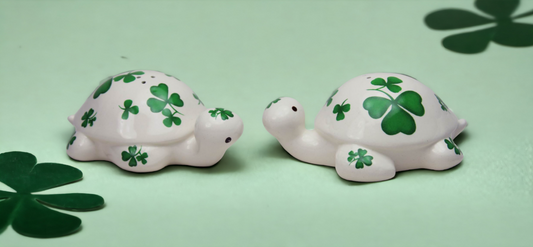Ceramic Turtles with Shamrock Design Salt and Pepper Shakers Home Décor Gift for Her Mom Kitchen Décor Irish Saint