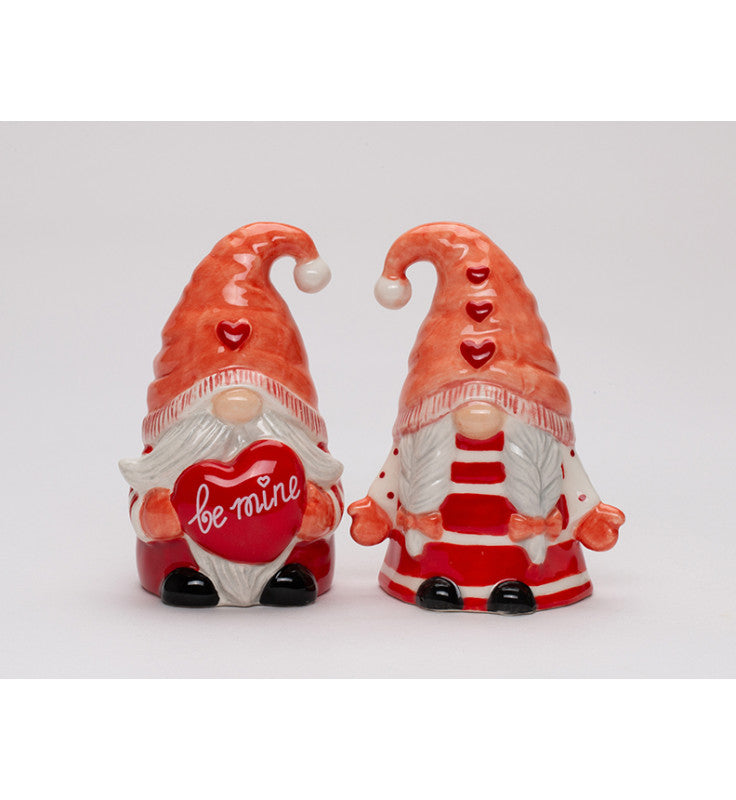 Ceramic Valentine Red Gnome Salt and Pepper Shakers Fairy Garden Decor Kitchen Decor Valentines Decor Gnome Collector