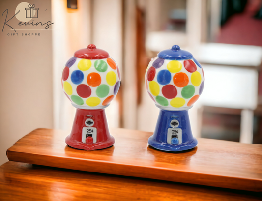 Ceramic Vintage Gumball Machine Salt & Pepper Shakers Home Décor Gift for Her Gift for Mom Kitchen Décor - Salt &