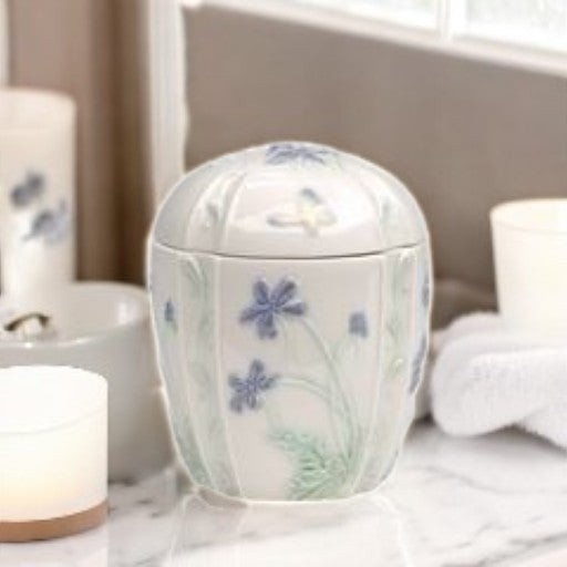 Ceramic Violet Flower Accessory Box Bathroom Vanity Decor Gift for Her - jewelry box