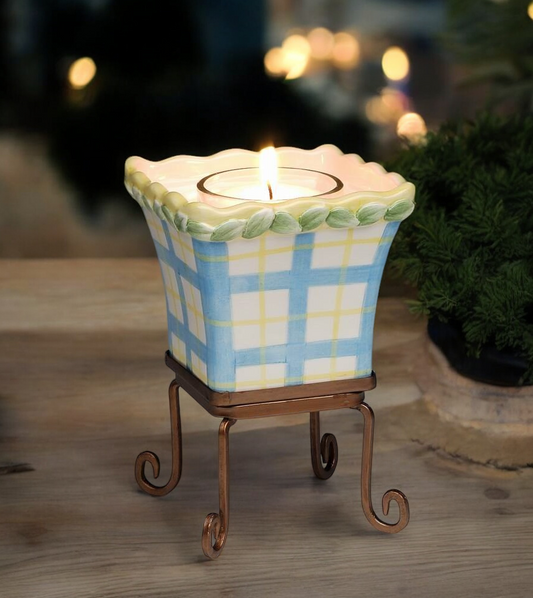 Ceramic Votive Cup with Metal Stand and Votive Glass Vanity Decor Bedroom Decor Gift for Her - Candle holder