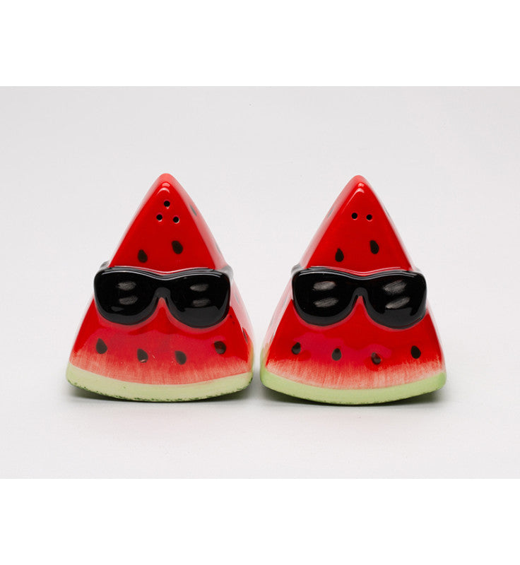 Ceramic Watermelon Wearing Sunglasses Salt and Pepper Shakers Summer Kitchen Decor Gift for Her - Salt & Pepper Shakers