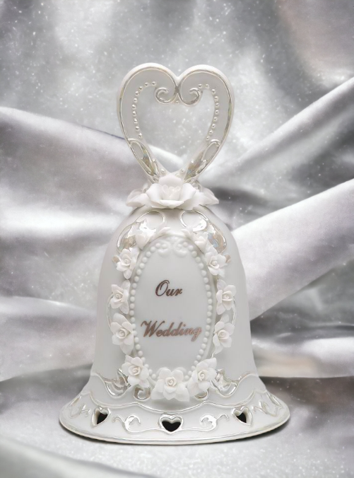 Ceramic Wedding Bell with Rose Flowers Wedding Décor or Gift Anniversary Décor or Gift Home Décor - Bell