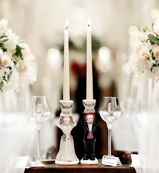 Ceramic Wedding Taper Candle Holders: ’You Light Up My Life’ Wedding Decor Judaica Decor CANDLE NOT INCLUDED - Candle