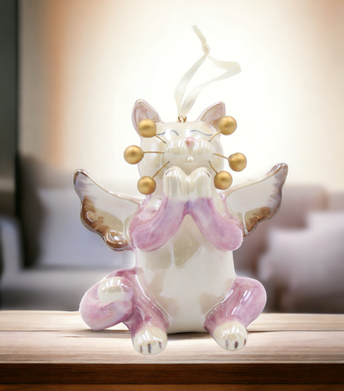 Ceramic Whisker Cat Angel Ornament Large Home Décor Religious Décor Religious Gift Church Décor Cat Lover Gift Pet Loss
