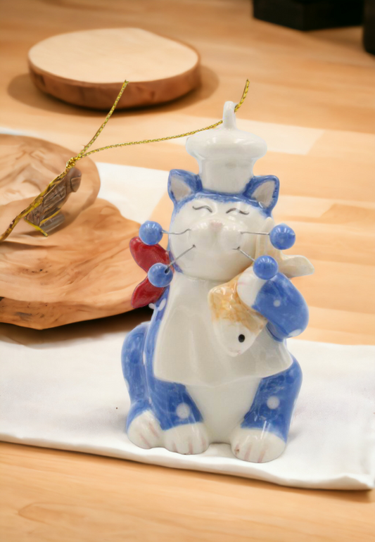 Ceramic Whisker Cat - Chef Ornament Home Décor Gift for Her Mom Chef Kitchen Décor Cat Lovers Gift Pet Loss Gift