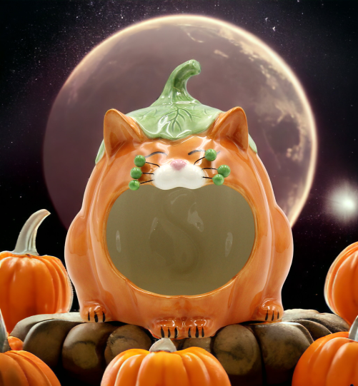 Ceramic Whisker Pumpkin Cat Candy Bowl or Key Holder Home Décor Gift for Her Gift for Mom Kitchen Décor Fall Décor