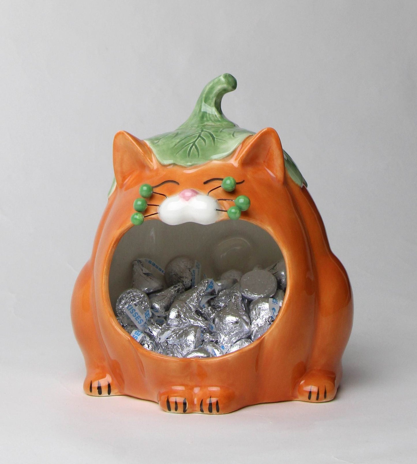 Ceramic Whisker Pumpkin Cat Candy Bowl or Key Holder Home Décor Gift for Her Gift for Mom Kitchen Décor Fall Décor
