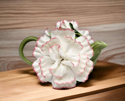 Ceramic White Carnation Flower Teapot Gift for Her Gift for Mom Tea Party Décor Café Décor Spring Kitchen Decor - teapot