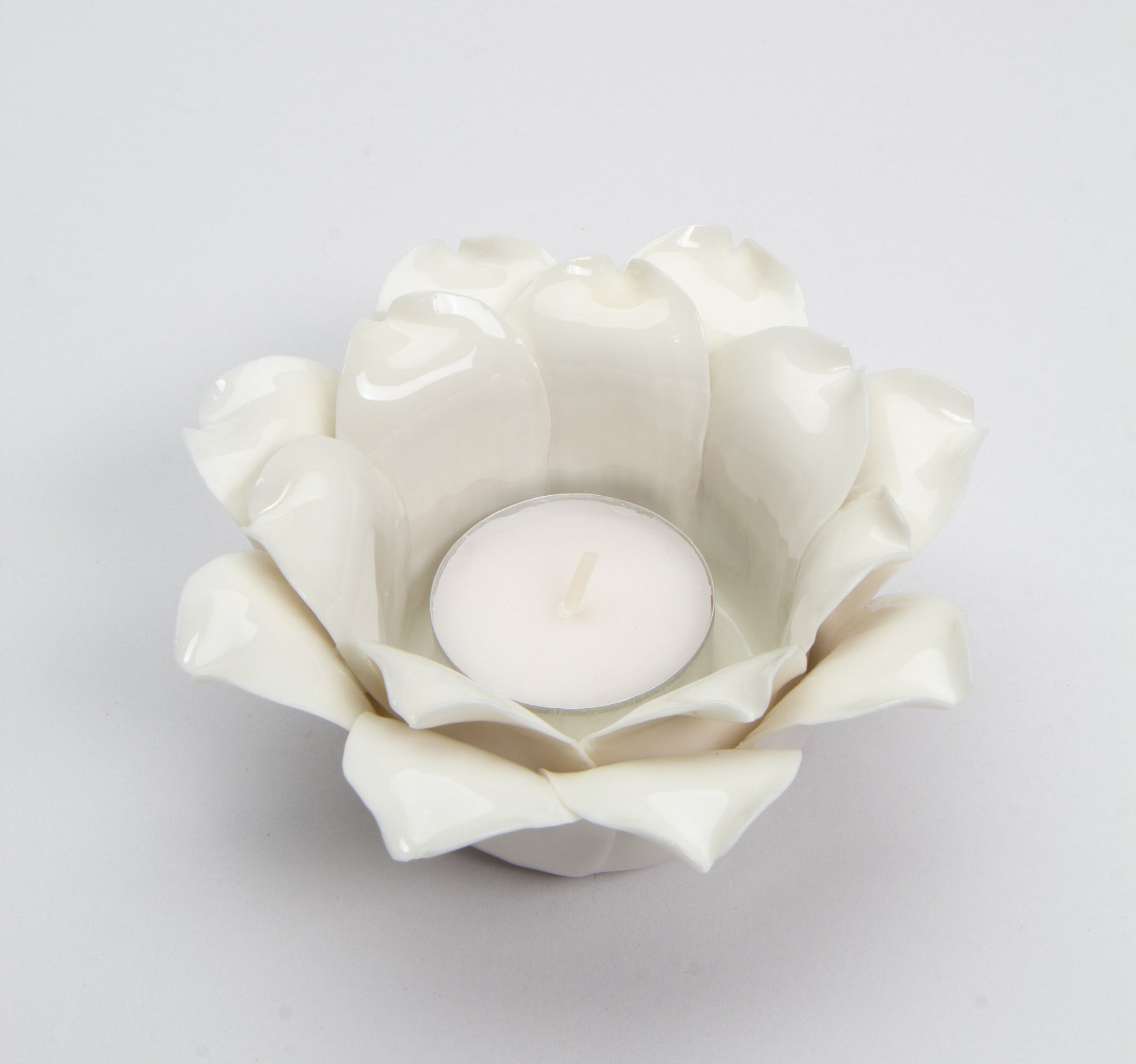 Ceramic White Flower Candle Holder Home Décor Gift for Her Gift for Mom Bathroom Décor Vanity Décor Wedding Table Decor