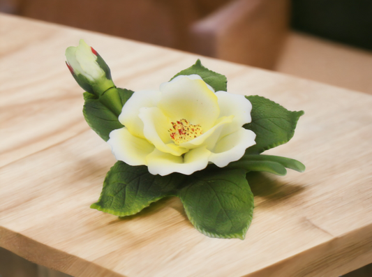Ceramic Wildrose Flower Figurine Home Décor Gift for Her Gift for Mom Kitchen Décor Farmhouse Décor Nature Lover Gift