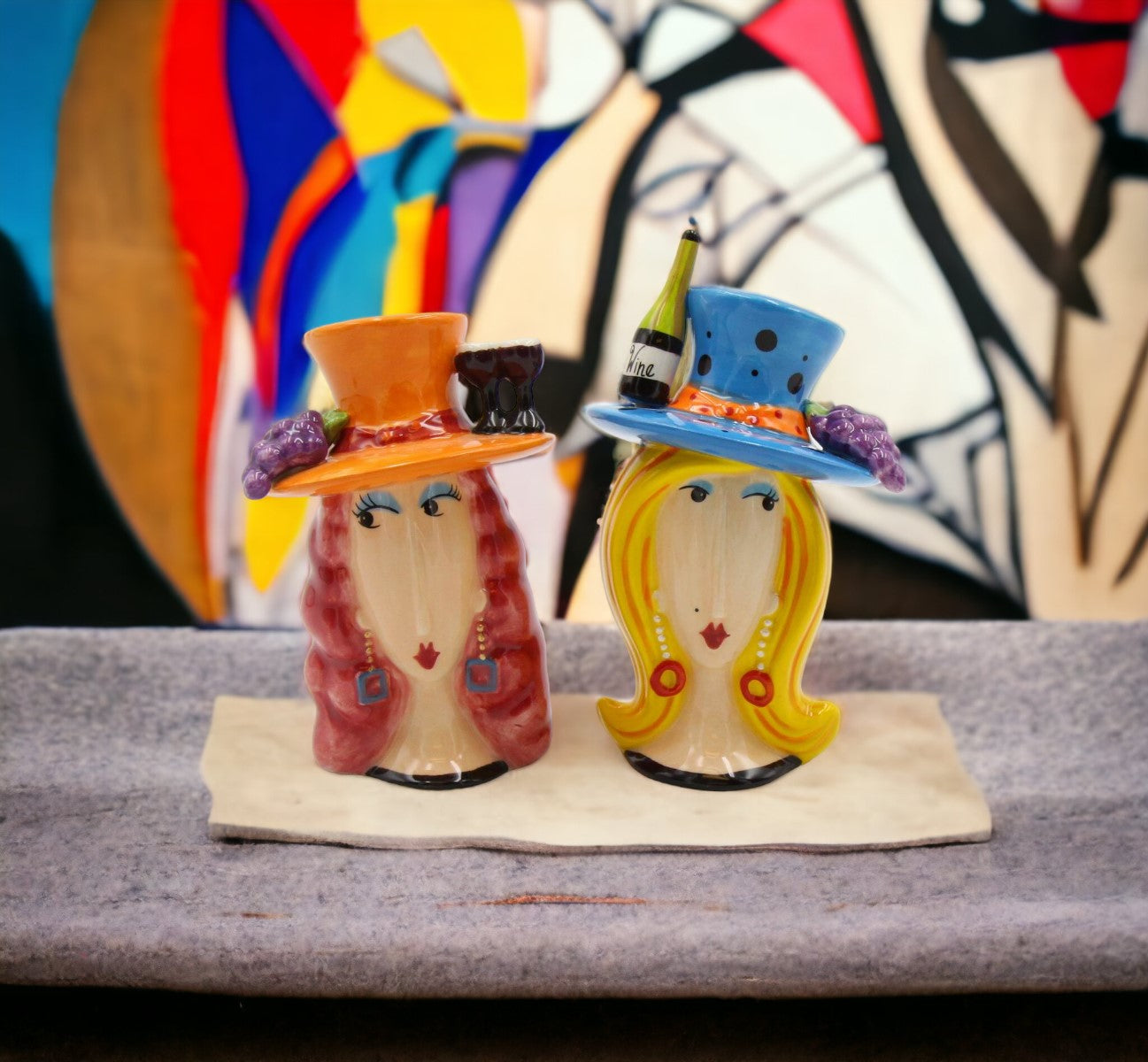 Ceramic Wine Loving Ladies Salt and Pepper Shakers Home Décor Gift for Her or Mom Gift for Friend or Coworker Kitchen
