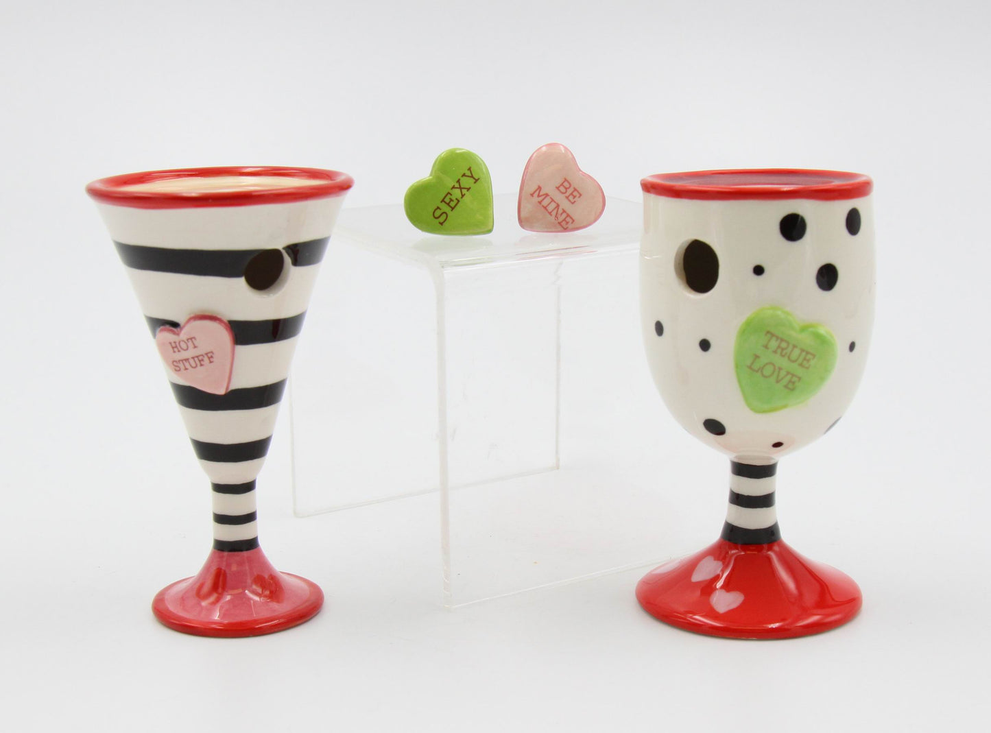 Ceramic Wine & Martini Cup Salt & Pepper Shakers Home Décor Gift for Her or Mom Kitchen Décor Valentine’s Day Décor