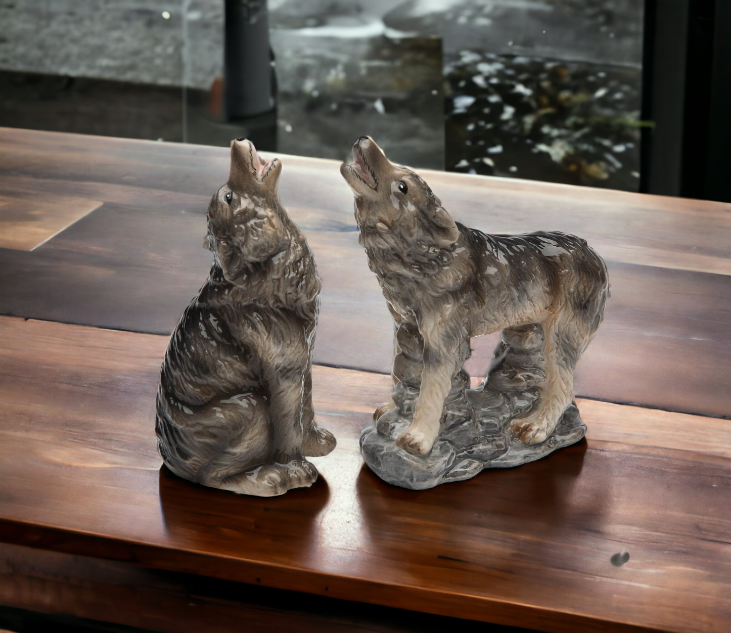 Ceramic Wolf Salt & Pepper Shakers Home Décor Gift for Her Gift for Mom Kitchen Décor Cabin Decor - Salt & Pepper
