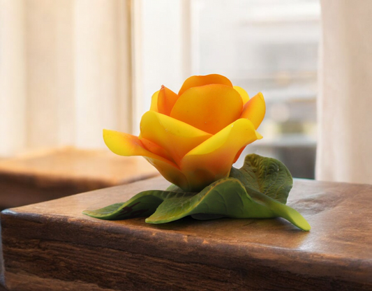 Ceramic Yellow Rose Flower Figurine Home Decor Bathroom Decor Gift for Her Gift for Mom - Figurine