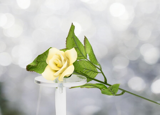 Ceramic Yellow Rose Flower - Set of 2 Romantic Decor Wedding Decor Gift for Her Gift for Mom - Figurine