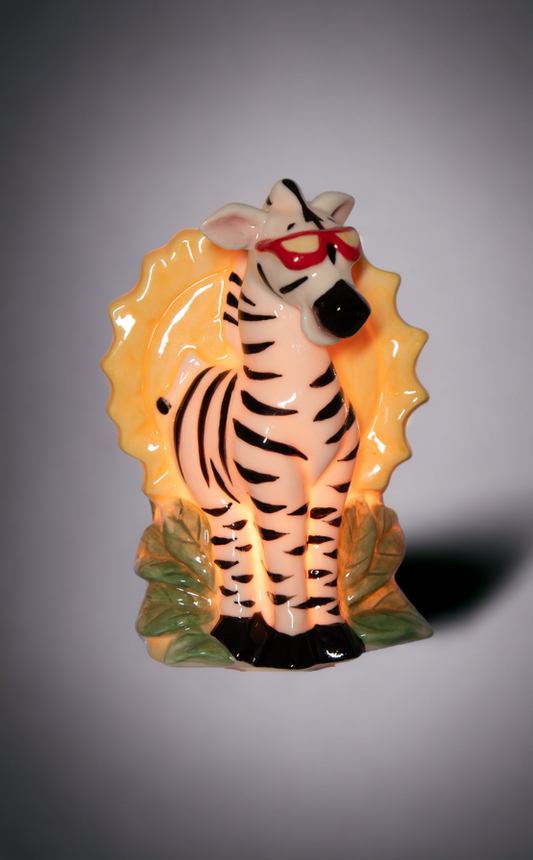 Ceramic Zebra Plug-In Nightlight Home Décor Nursery Room Décor Baby Registry Gift Gift for New Parents - Night Lights &