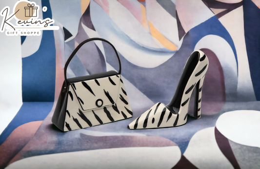 Ceramic Zebra Print Heels and Purse Salt and Pepper Gift for Her Gift for Mom Gift for Friend or Coworker Kitchen Décor