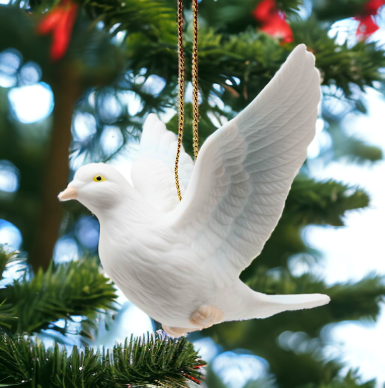 Christmas Decor Hand Crafted White Peace Dove Ornament Home Décor Gift for Her Wedding Decor Christmas tree Décor Wall
