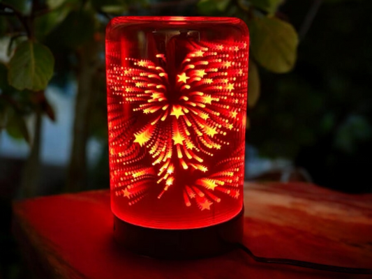 Diffusers For Essential Oils 3D Glass Art -Fireworks- Oil Diffuser with Alternating Colors Bedroom Decor Gift for Her