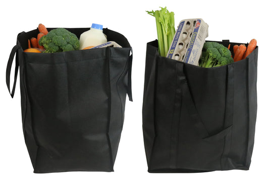 Environment Friendly Reusable Black Grocery Bags 2 Insulated 2 Non-Insulated (Set of 4) - Grocery Bags