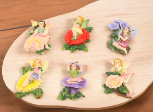 Fairies with Flowers Magnetic Decor-Set of 6 Refrigerator Decor Nature Lover Gift Gift for Her Gift for Daughter