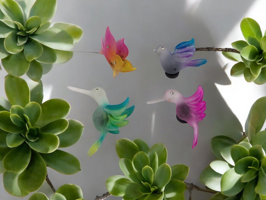 Glass Magnets of Hummingbirds Dove Butterfly (Set of 4) Birdwatcher Gift Gift for Her Gift for Mom Refrigerator Decor