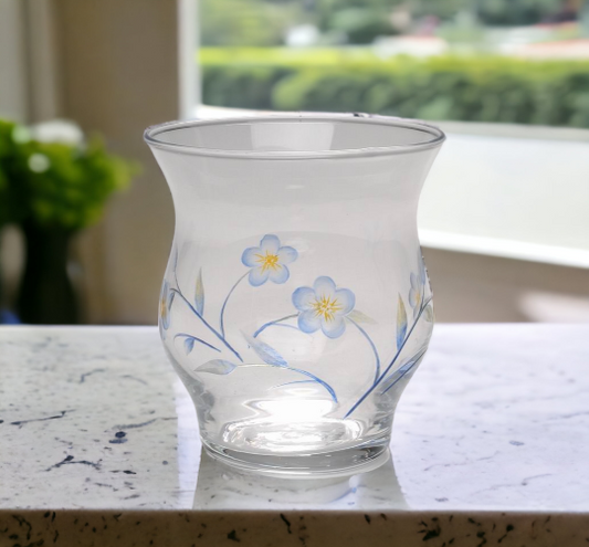 Glass Tealight Candle Holder with Hand Painted Flowers Home Décor Gift for Her Gift for Mom Kitchen Décor Bedroom Decor