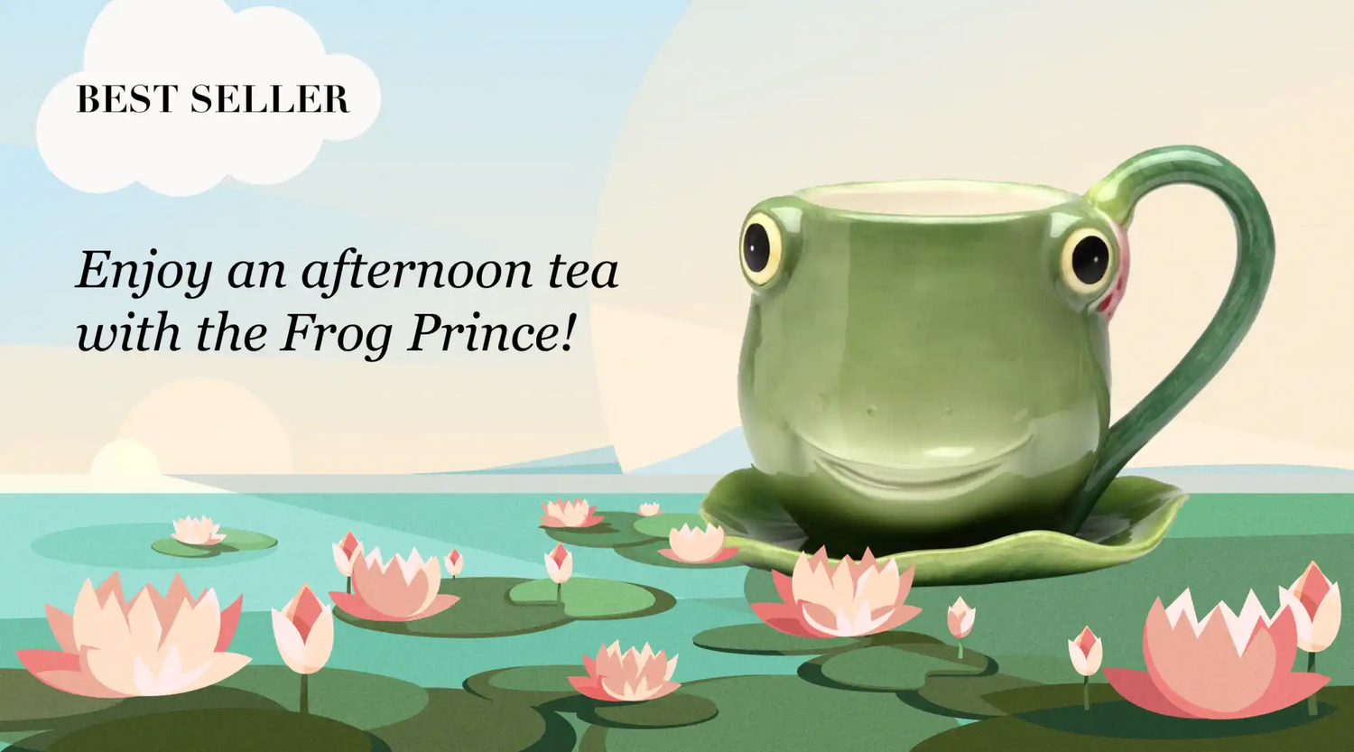 A green ceramic frog-shaped teacup and saucer.